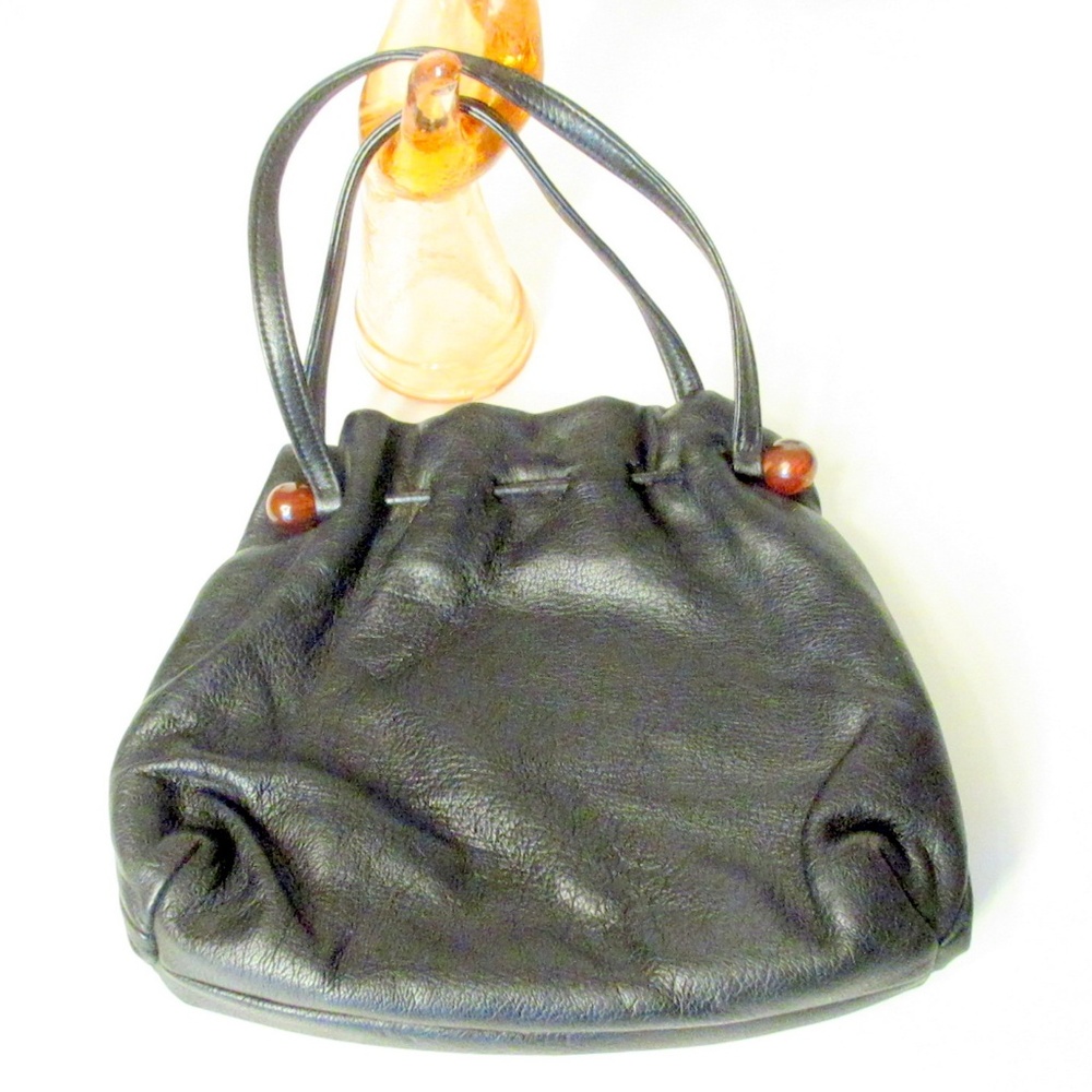 Vintage Soft Leather Bag Purse Bakelite Detail